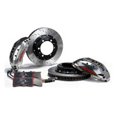 Complete TTSPORT PB6 watercooling front wheel rally brake kit, showing the 6-piston calipers, J-hock rotors, performance pads, and steel-braided brake lines.