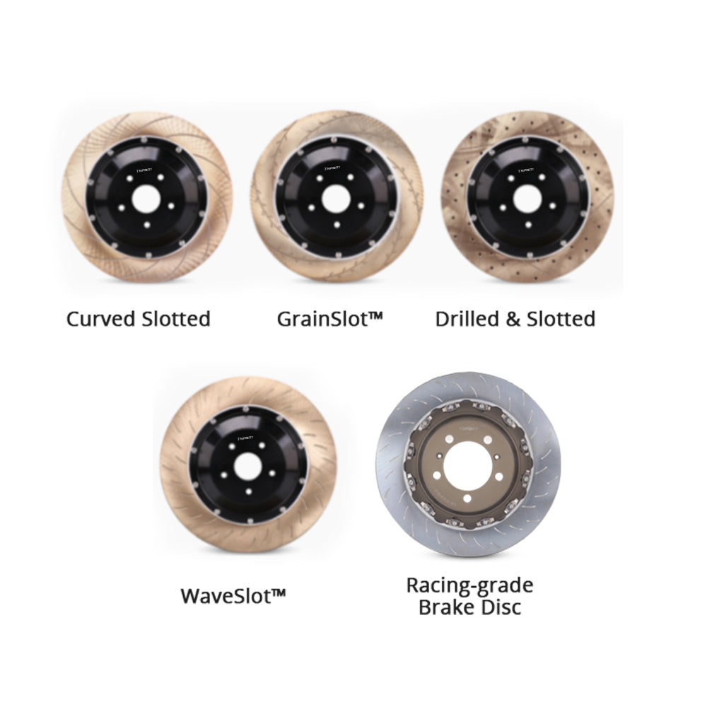 TTSPORT TR40 racing brake kit, all optional brake disc styles, including slotted and cross-drilled.