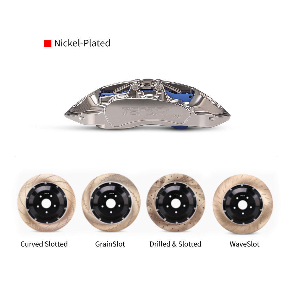 TTSPORT TR65 racing brake kit, all optional brake disc styles, including slotted and cross-drilled.