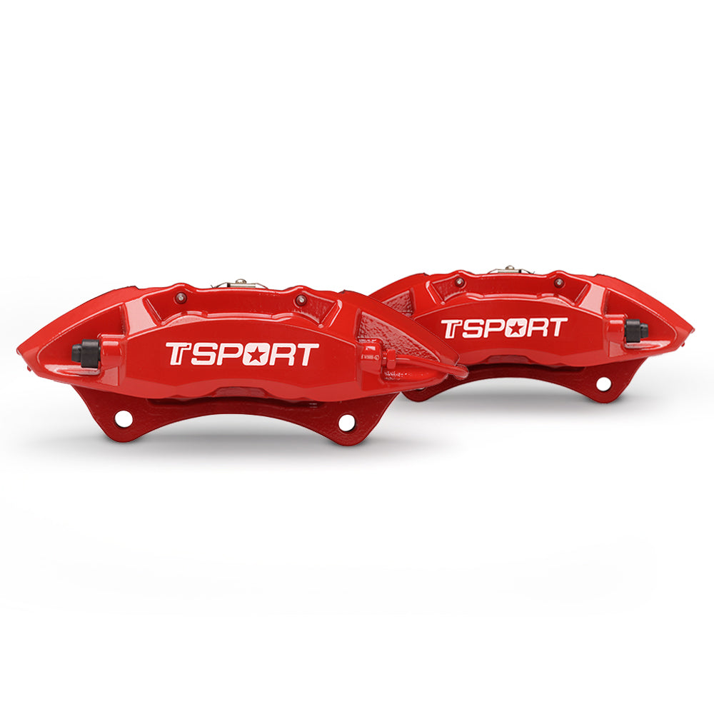 Detailed view of the 4 pistons with dust boot inside a TTSPORT Toyota Land Cruiser and Prado rear wheel forged brake caliper.