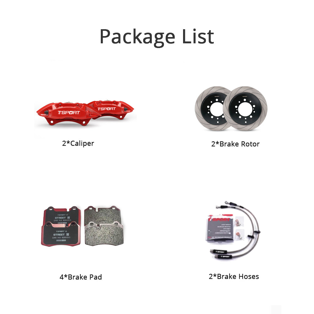 Unboxing the complete TTSPORT Toyota Land Cruiser and Prado rear wheel big brake kit, including all components: calipers, rotors, pads, and brake line.