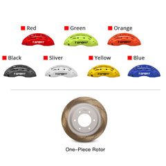 Customization options for the TTSPORT PB6 for Ford Bronco front wheel brake kit, featuring available caliper colors (red, blue, green, orange), rotor designs (slotted).