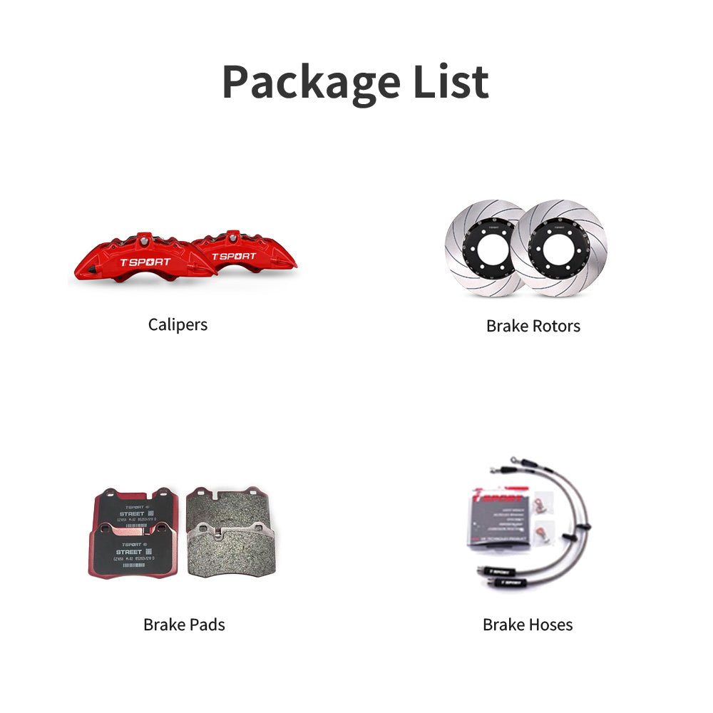 Unboxing the complete TTSPORT Toyota Tundra & Sequoia front-wheel big-brake kit, including all components: calipers, rotors, pads, and brake lines.