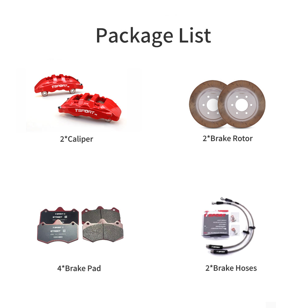 Complete TTSPORT OR6 brake upgrade kit for Toyota Tundra (XK50) & Sequoia (XK60), including calipers, rotors, pads, and hoses.