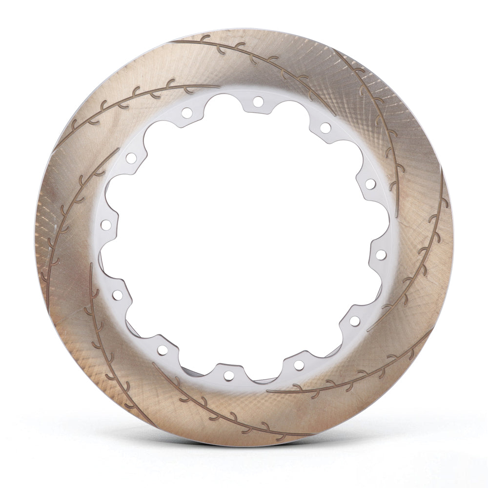 TTSPORT performance steel brake rotor with a two-piece, J-hock slotted construction.